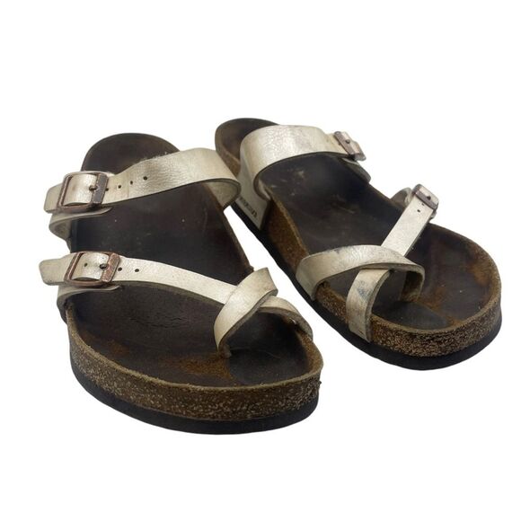 Birkenstock Mayari Pearl White Toe Thing Strappy Sandals Size 38 / 7-7.5 - Picture 6 of 10